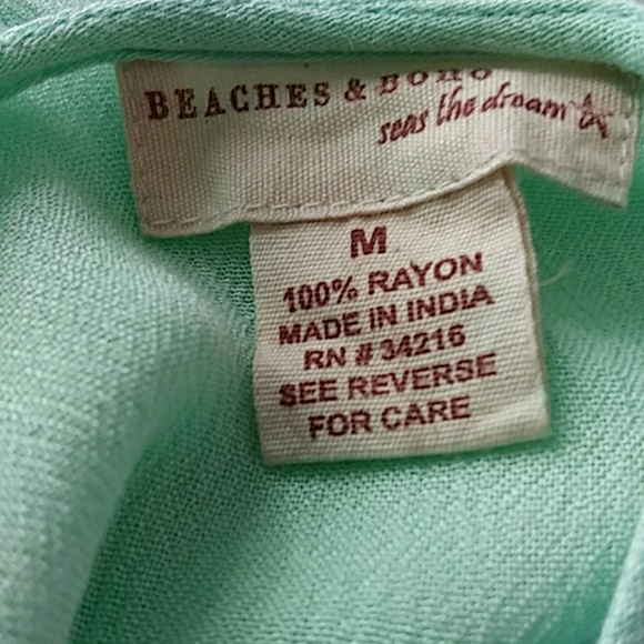 MADE in India Mint GREEN COLD SHOULDER Beachcover - Picture 4 of 4